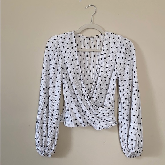 Topshop Tops - TopShop Knit Crinkle Criss Cross Polka Dot Printed